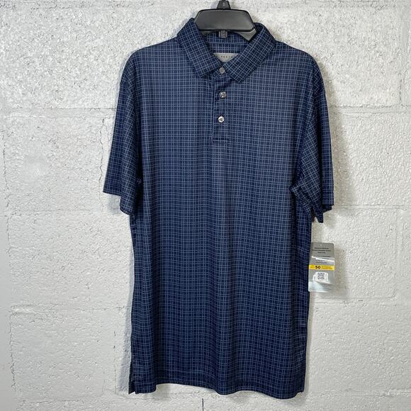 Pga Tour Men's Plaid Print Short-Sleeve Performance Polo Shirt - Peacoat  Small - Picture 1 of 8
